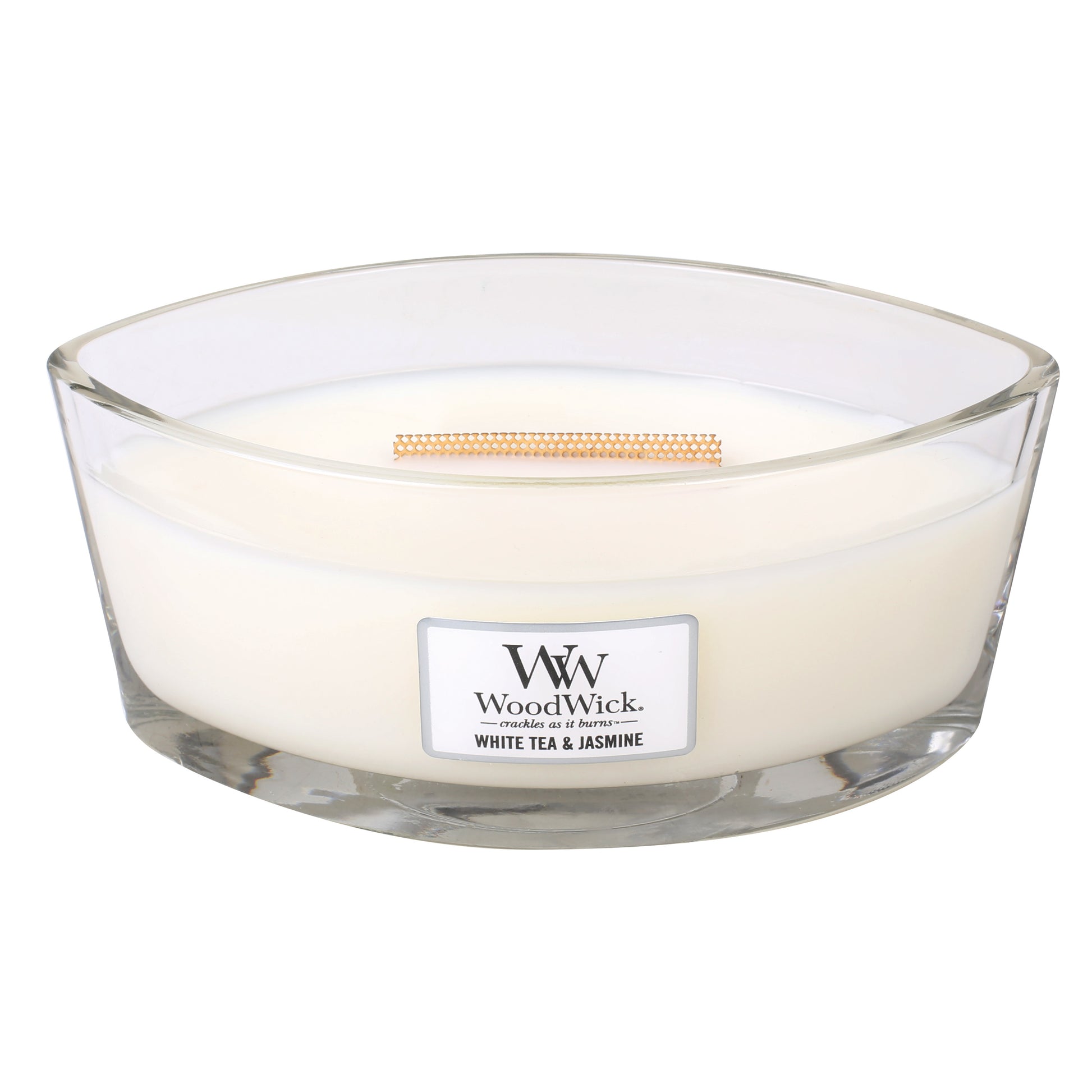 WoodWick Duftkerze White Tea & Jasmin, weiss, Glas, 12,1 × 9,2 × 19,1 cm, 1 Stück