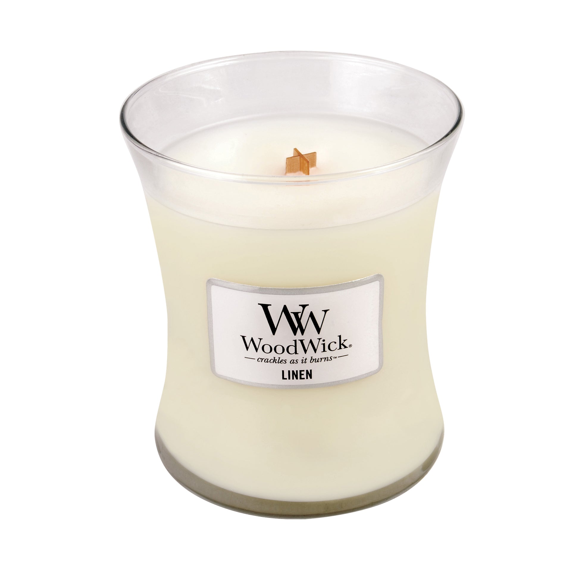 WoodWick Duftkerze – Linen – Ø 9,9 × 11,4 cm