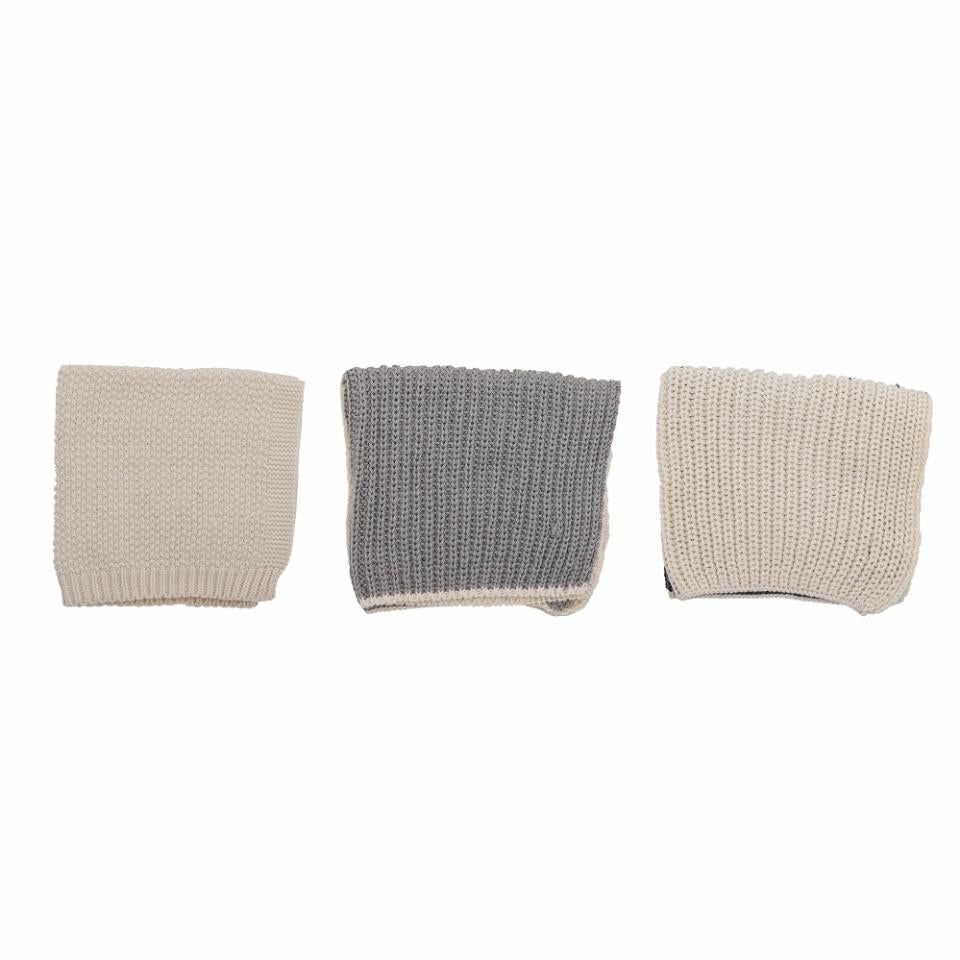 Bloomingville Abwaschlappen Odette – Grau – 27 × 27 cm – Baumwolle – 3er-Set