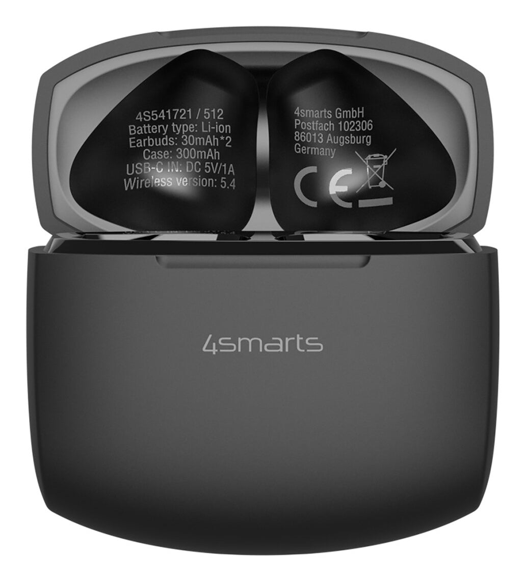 4smarts SkyBuds Air TWS In-Ear – Qi-Ladecase, Schwarz, BT 5.4