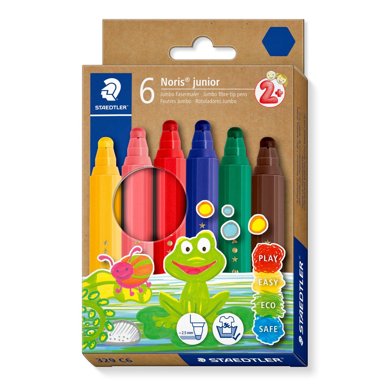 Staedtler Filzstifte – Rundspitze, 2,5 mm, auswaschbar, 6 Farben