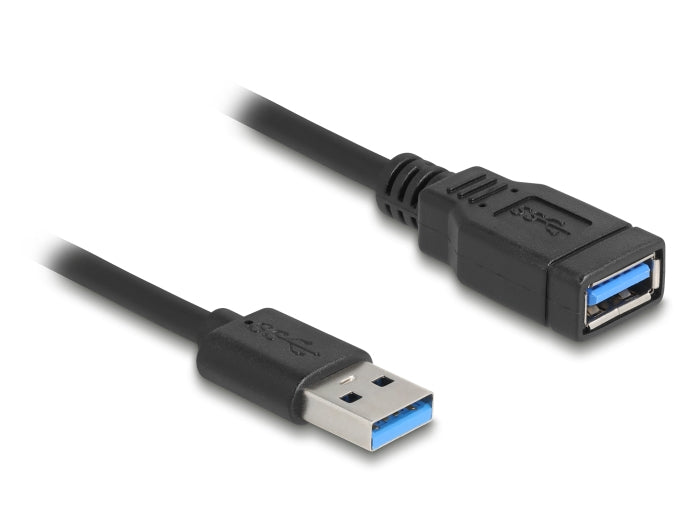 DeLOCK USB-A Verlängerungskabel (Stecker auf Buchse) – USB 3.2 Gen 1 – 0,6 m – Spiralkabel – Schwarz