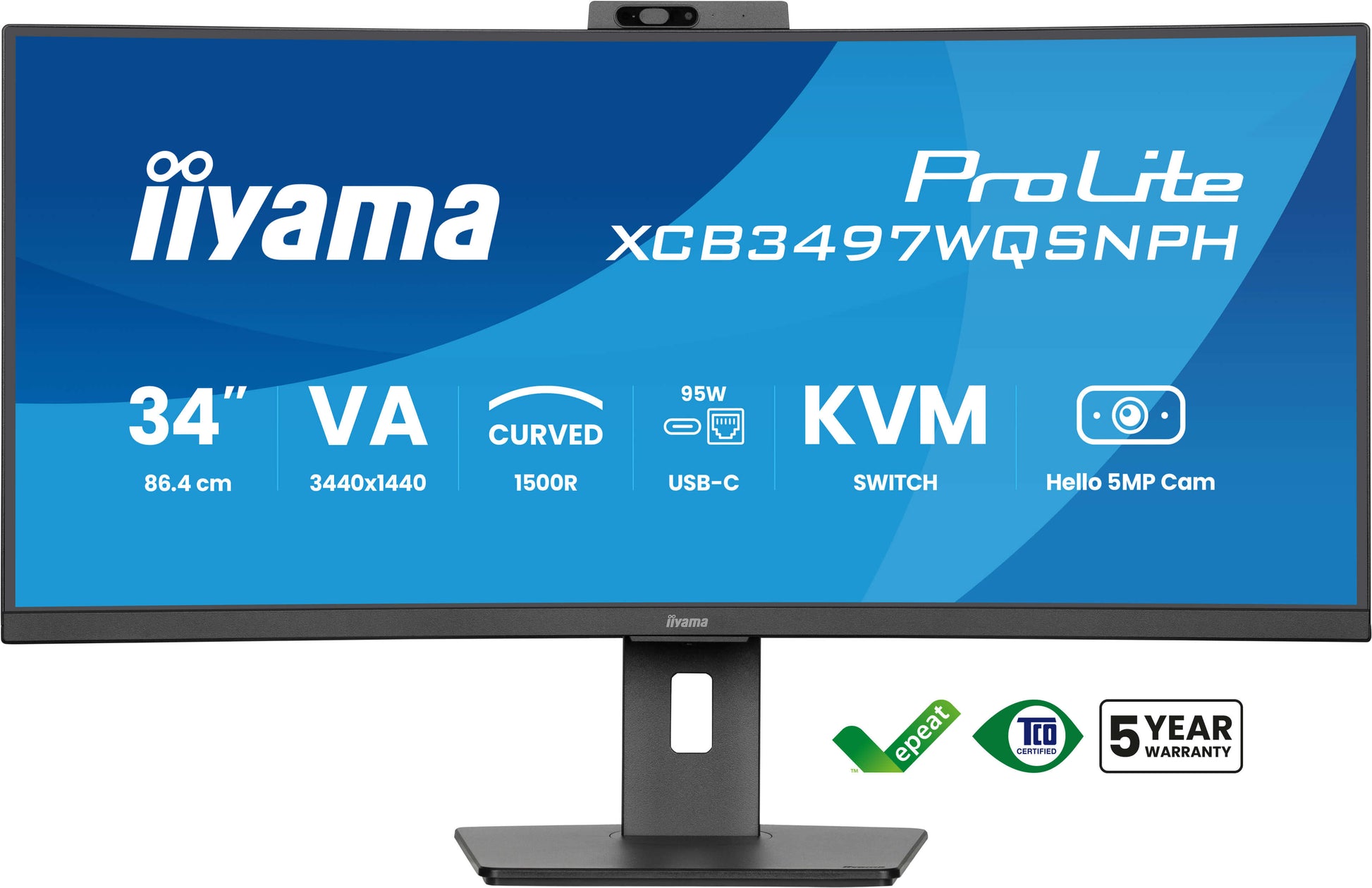 iiyama ProLite XCB3497WQSNPH-B1 – Monitor, 34", 3440 × 1440, VA, 350 cd/m²