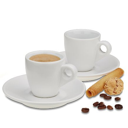 Kela Espressotasse – 50 ml, Ø 12,0 cm, Keramik, Weiss, mit Unterteller, Löffel