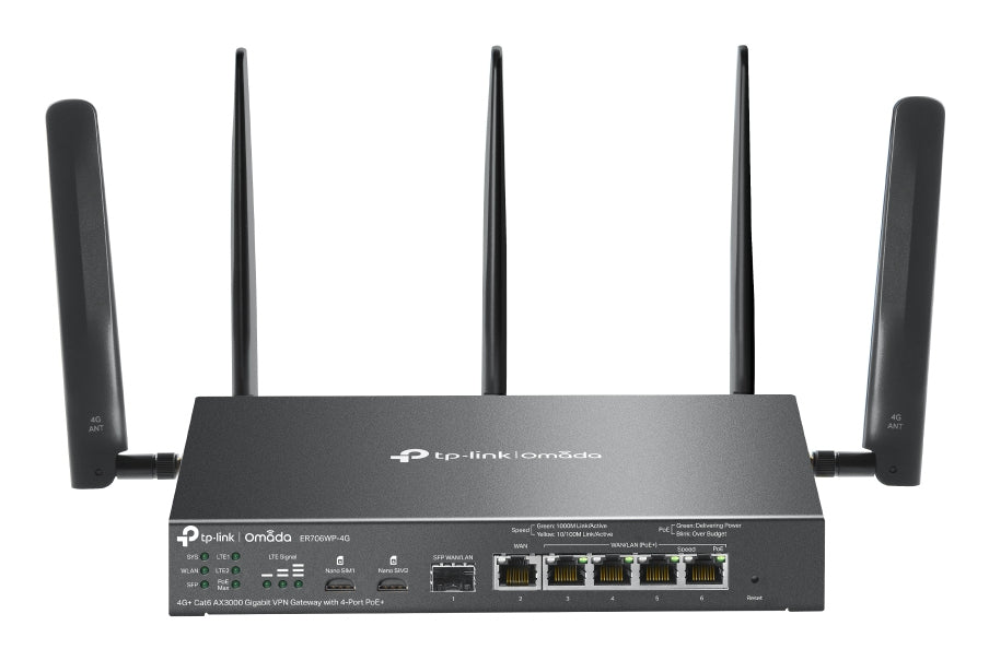 TP-Link ER706WP-4G – WLAN-Router – Wi-Fi 6 Dual-Band (2,4/5 GHz), 3,0 Gbit/s