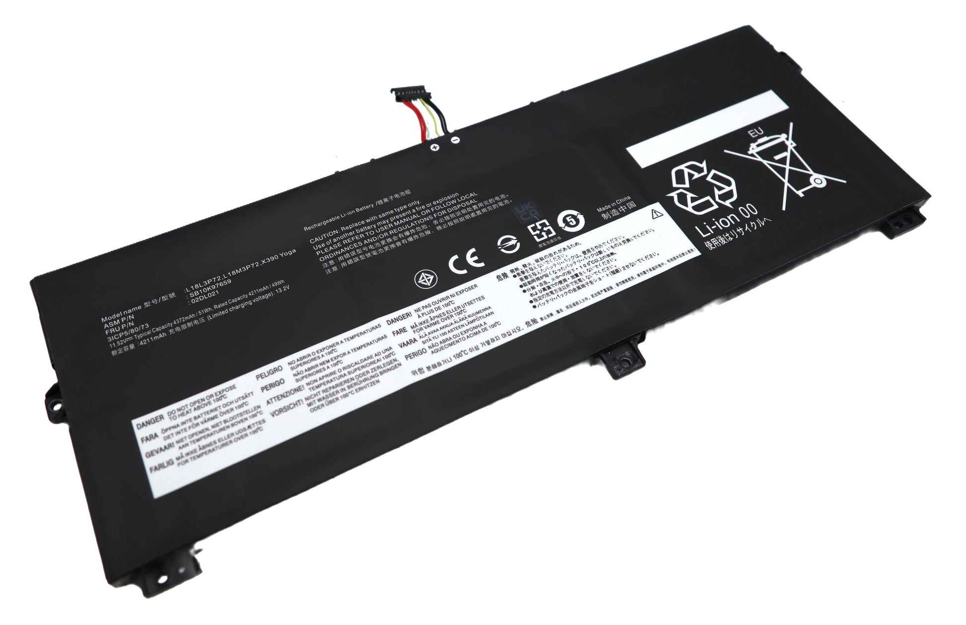 Vistaport Notebook-Akku – für Lenovo YOGA X390 – 51 Wh, 11,55 V (Li-Ion) – Schwarz