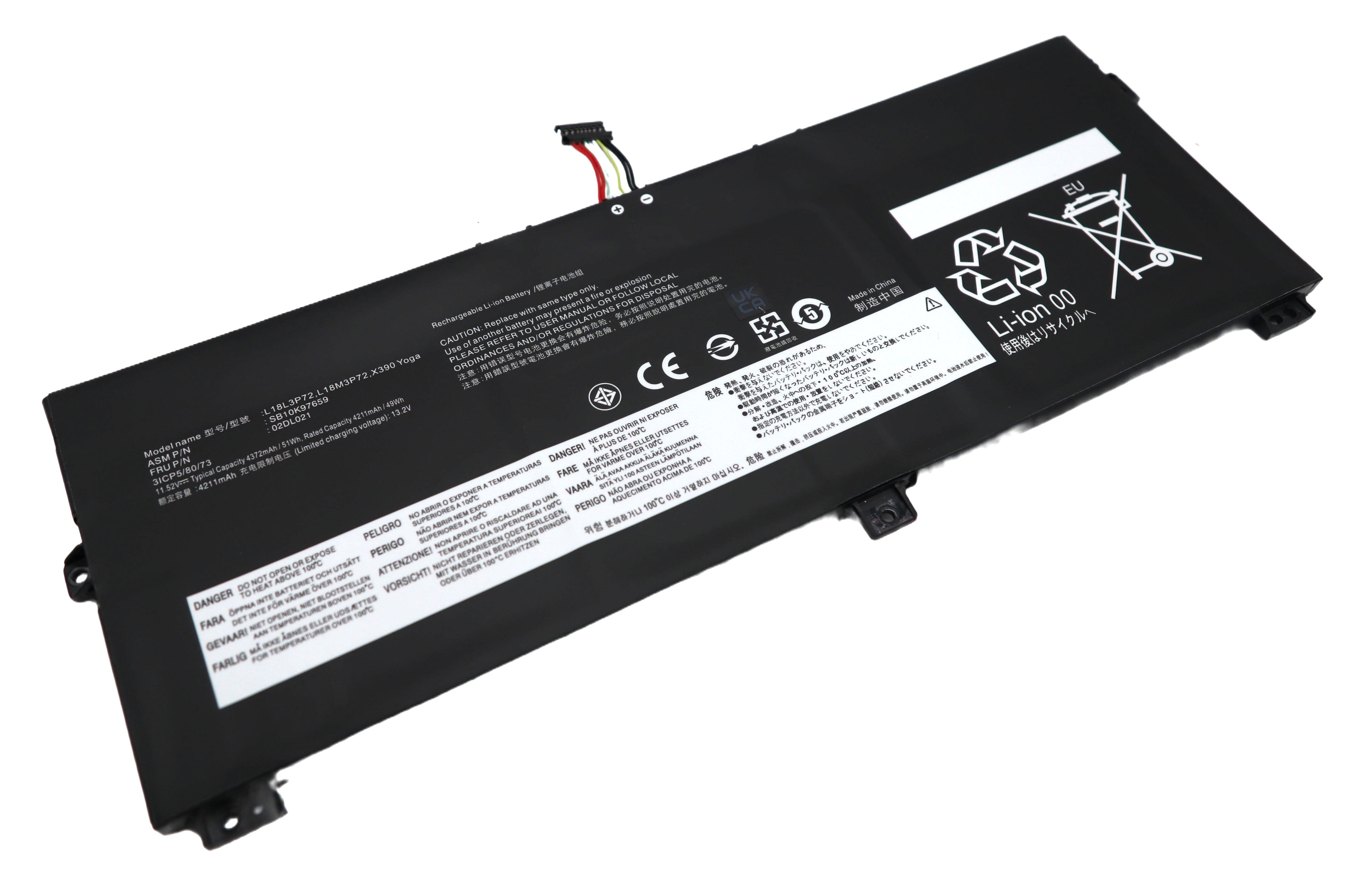 Vistaport Notebook-Akku – für Lenovo YOGA X390 – 51 Wh, 11,55 V (Li-Ion) – Schwarz