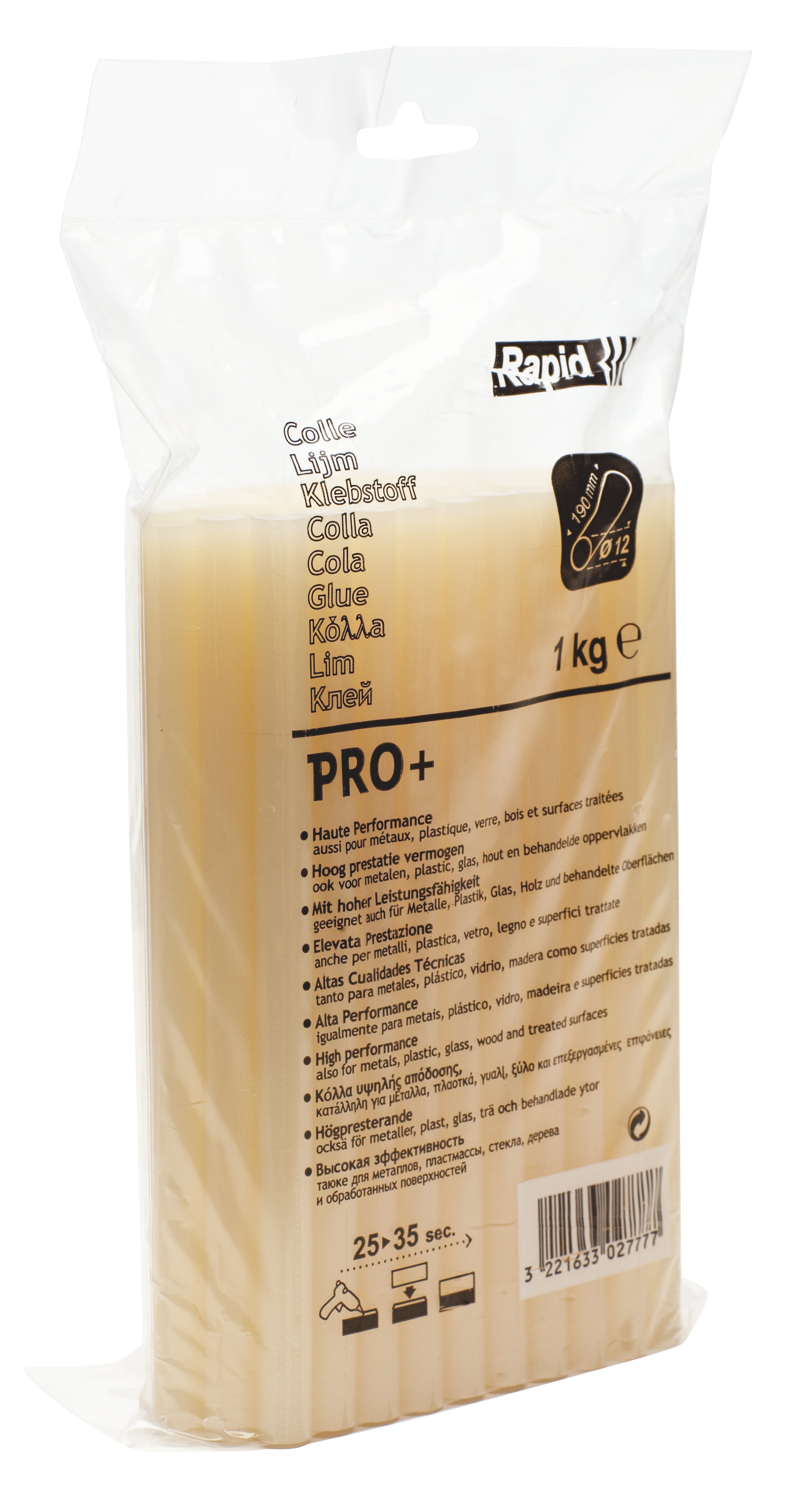 Rapid Klebepatronen PRO+ – Ø 12 × 190 mm – beige – 1 kg – für Kunststoff, Holz