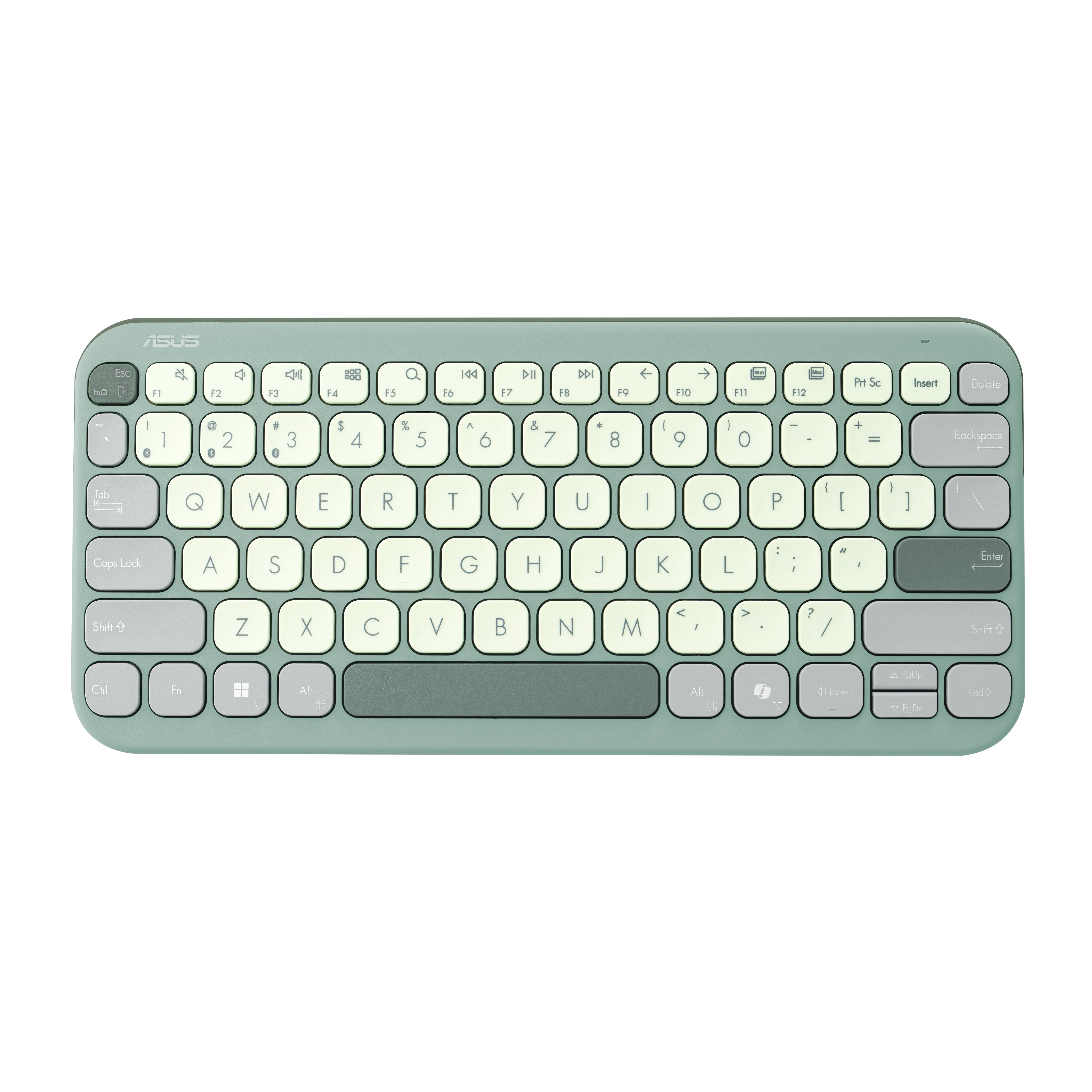 ASUS KW100 – Kompakte Tastatur 75% – Schere – Bluetooth 5,0 – QWERTZ (DE) – ohne Ziffernblock – Grün/Hellgrün