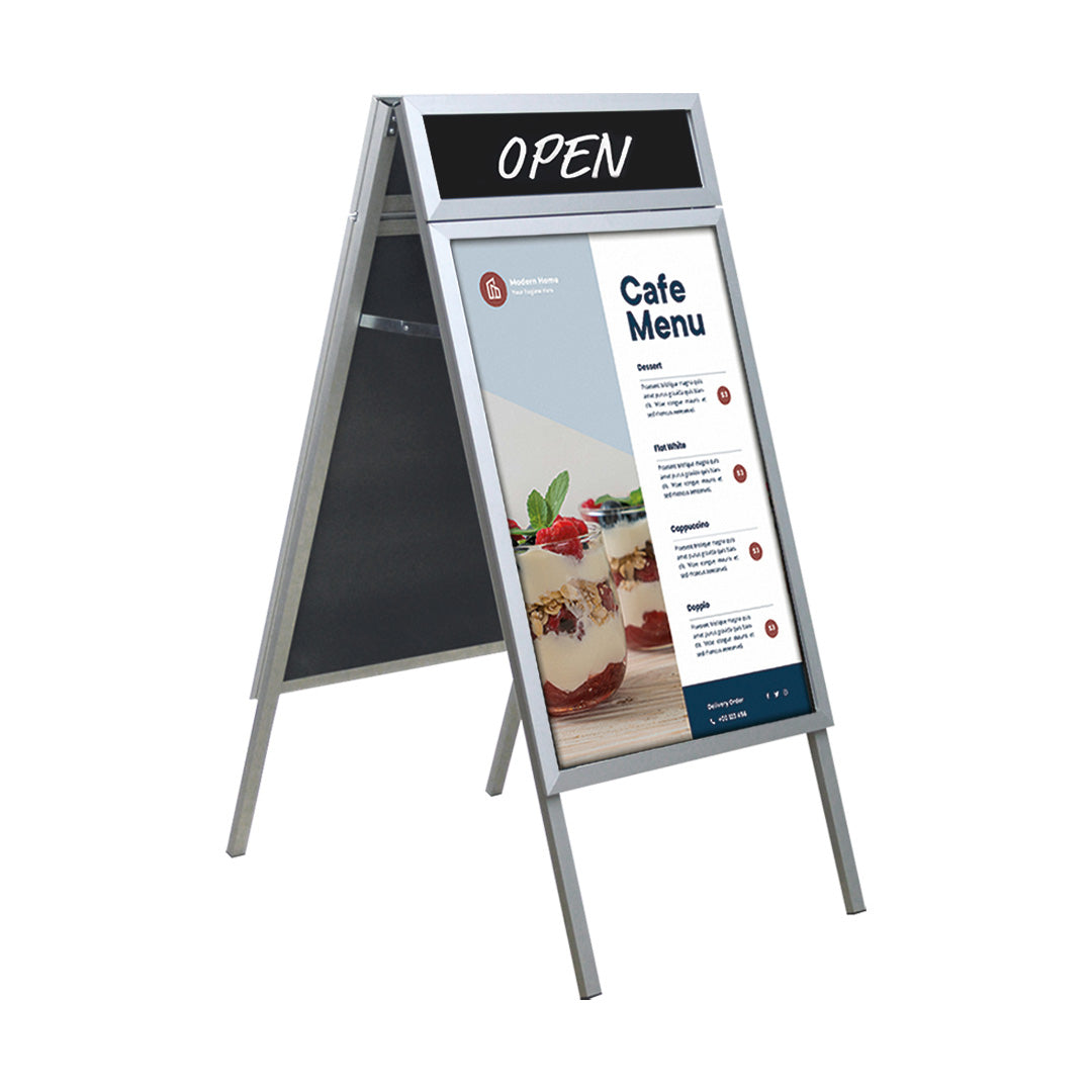 Europel Plakatständer – für A1 hoch, silber, Aluminium, 660×100×1220 mm
