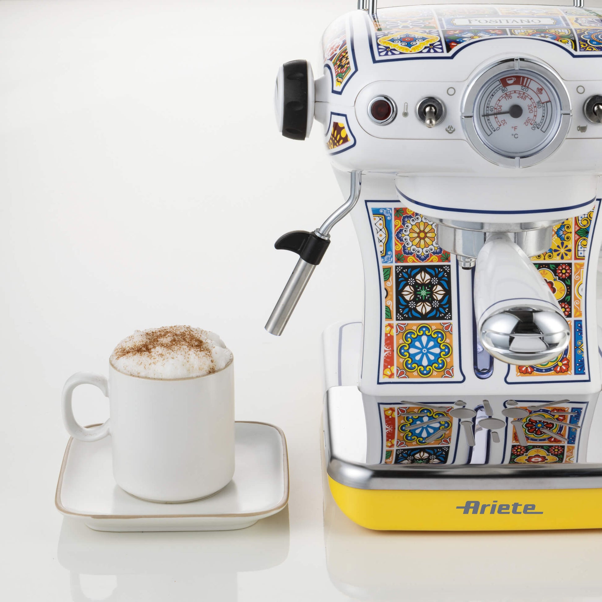 Ariete ARI-1389-POS Espressomaschine (Siebträger) – 15 bar, 0,9 l, Milchschaumdüse, Gelb