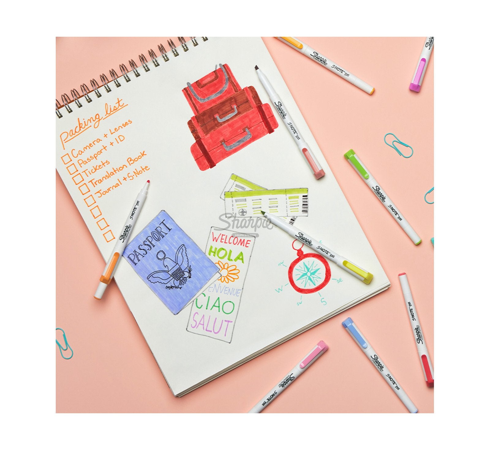 Sharpie S-Note Duo Textmarker – 16er Set, Farben: Blau/Braun/Grün …, Keil/Rund 1,5–3,5/1 mm, schnelltrocknend