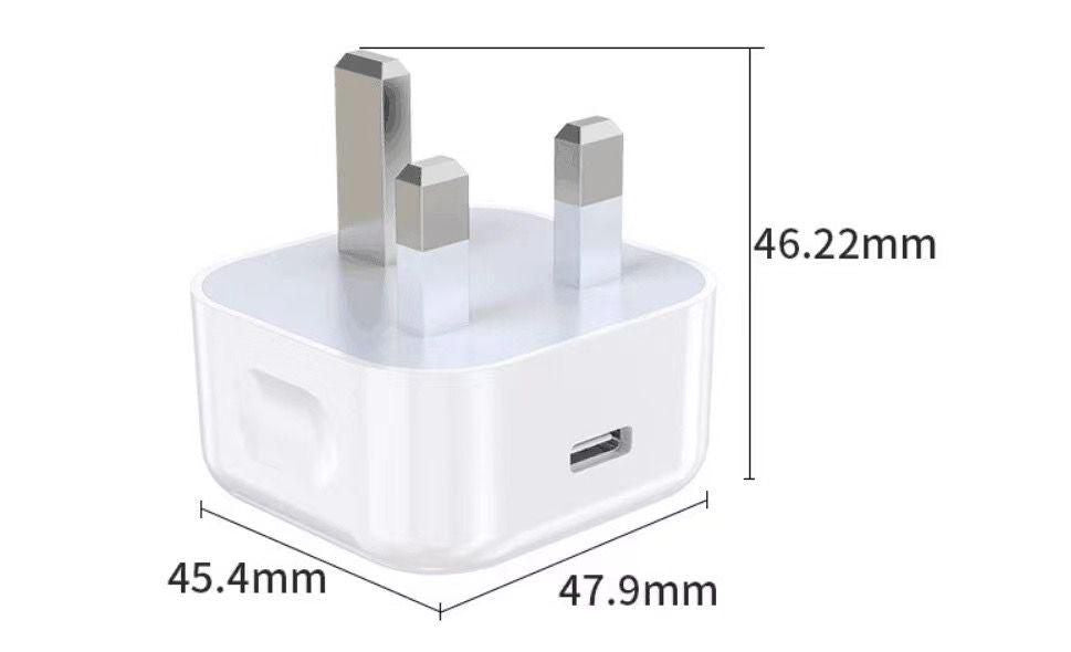 eSTUFF Home Charger UK USB-Ladegerät 20 W – USB-C×1 – PD 3.0, QC 3.0 – UK-Stecker (Typ G) – Weiss