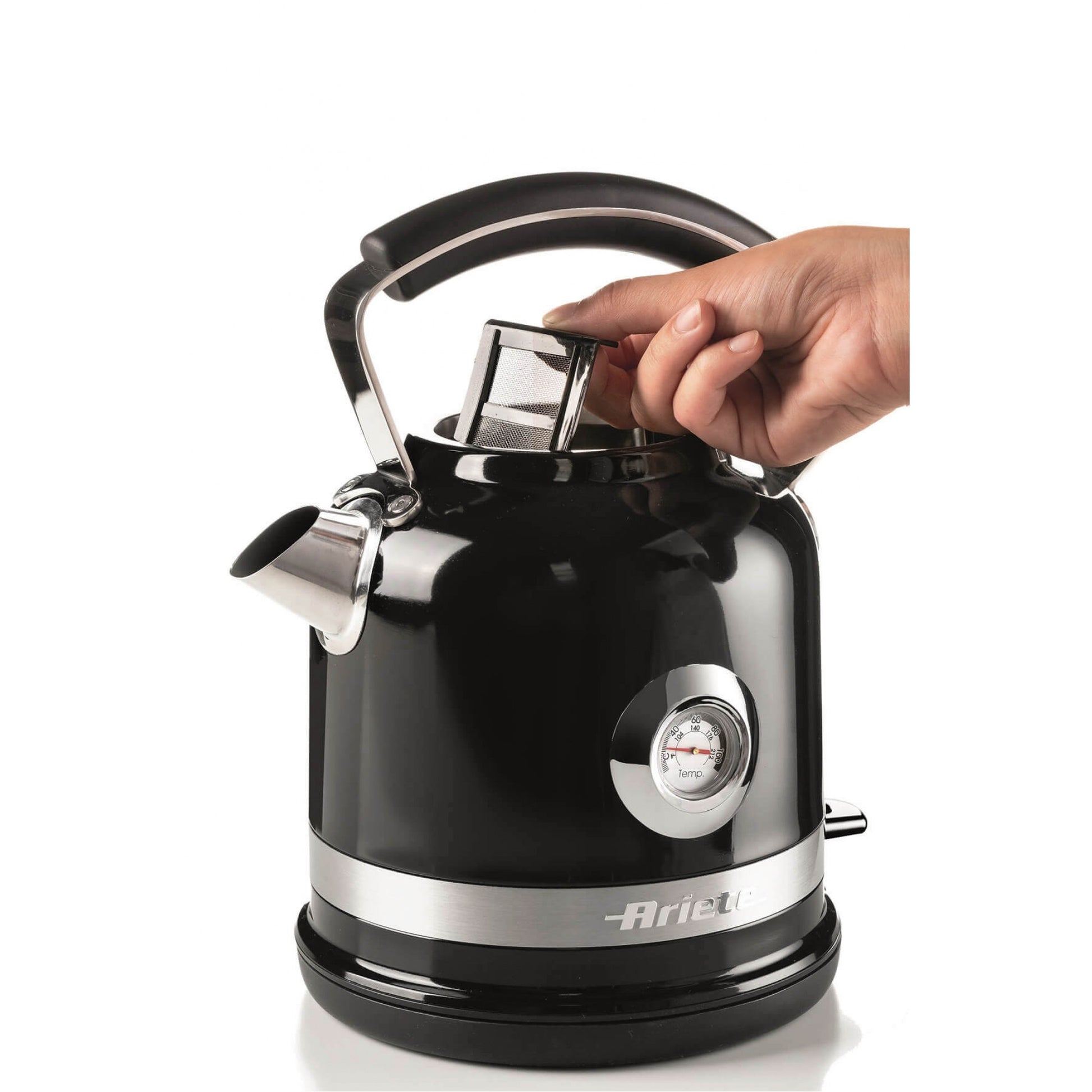 Ariete Wasserkocher – 1,5 l, Edelstahl, Schwarz, ARI-2854-MOD-BK
