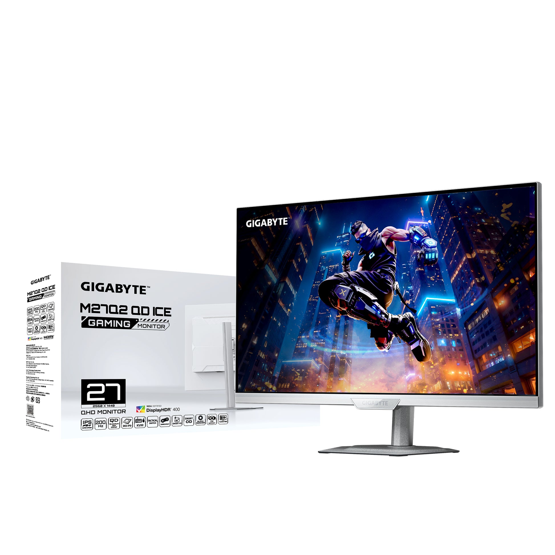 GIGABYTE M27Q2 QD ICE – 27", 2560 × 1440 (WQHD), IPS, 200 Hz, USB-C 18 W, DisplayHDR 400
