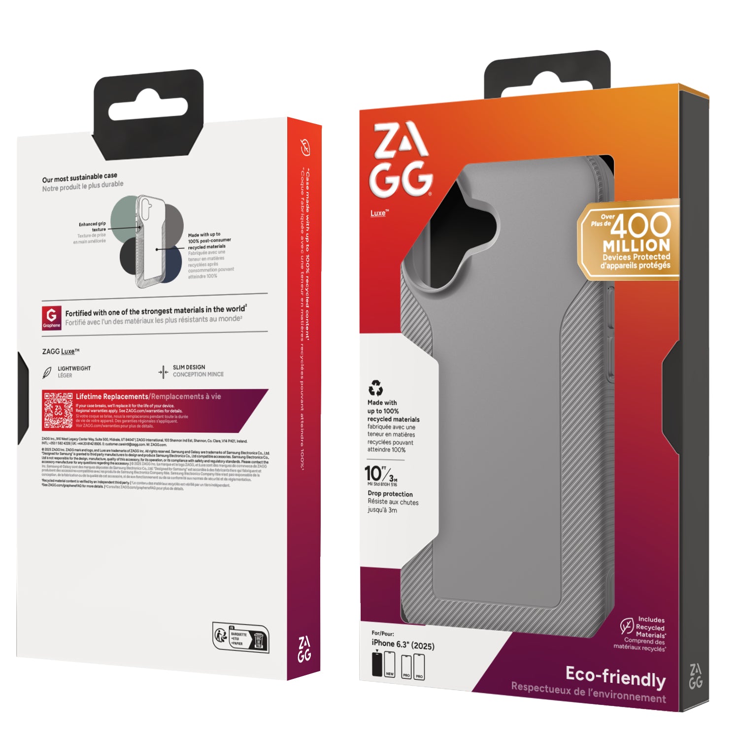 ZAGG Luxe Snap – Backcover – für Apple iPhone 17 – MagSafe, Graphen, Grau, bis 3 m Sturzsicher