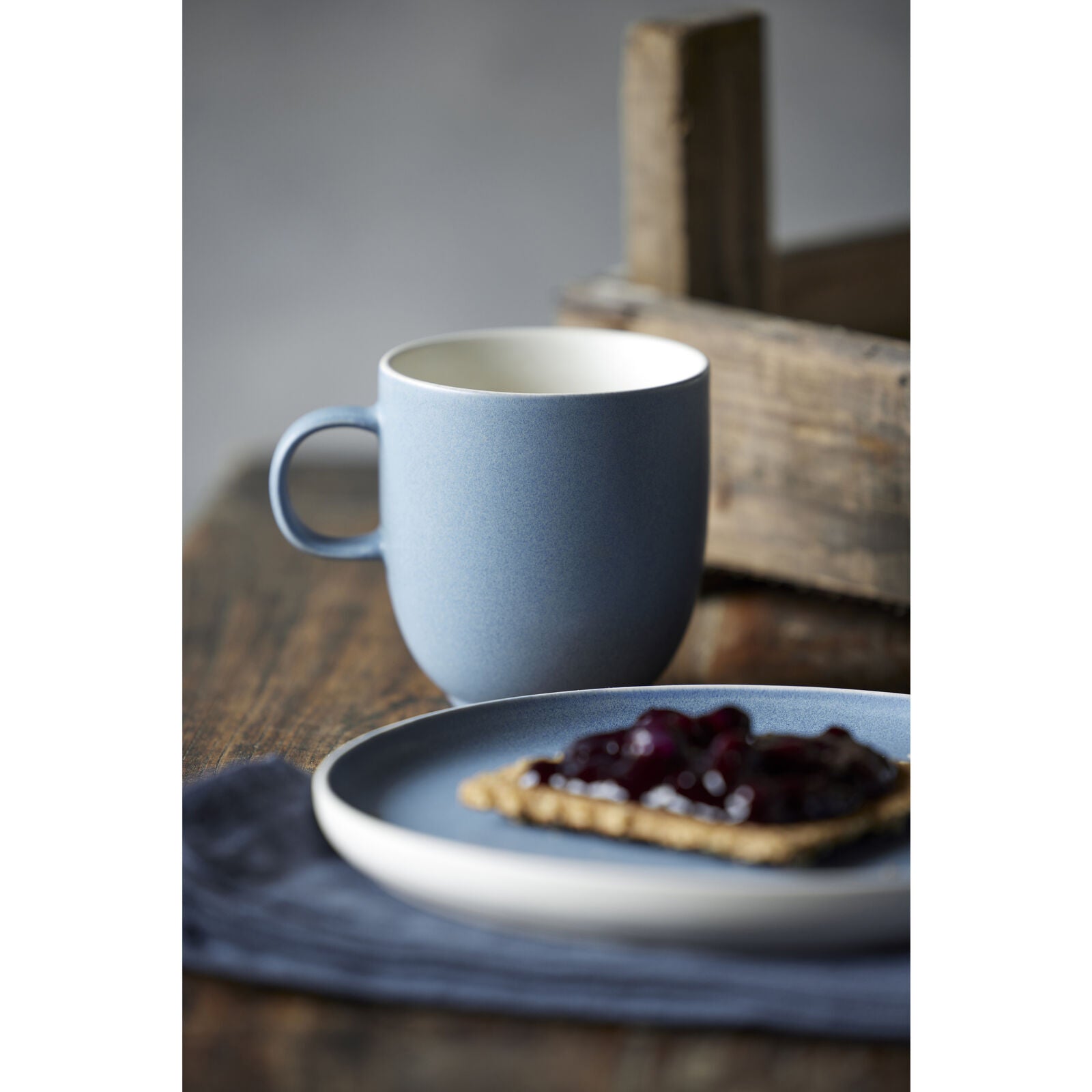 Studio Round Frühstücks- & Dessertteller – Ø 21 cm, Steinzeug, Blau, spülmaschinenfest, mikrowellengeeignet