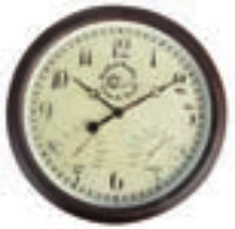 Esschert Design Wanduhr – Ø 38 cm, braun, Kunststoff, Hygrometer