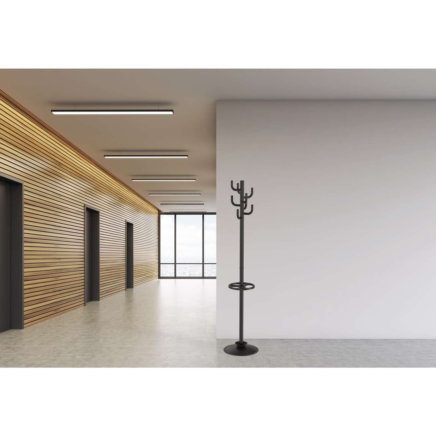 MAUL Garderobenständer MAULpolaris – Stahl, Schwarz, 177 cm, 8 Haken