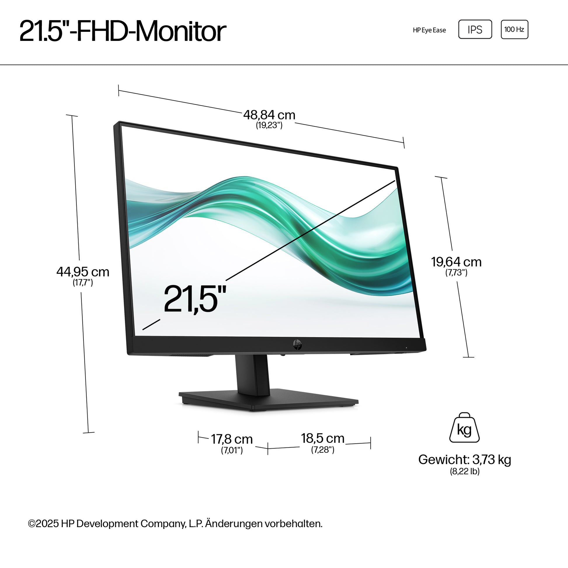 HP Serie 3 Pro – 21,5", 1920 × 1080 (Full HD), IPS, 100 Hz