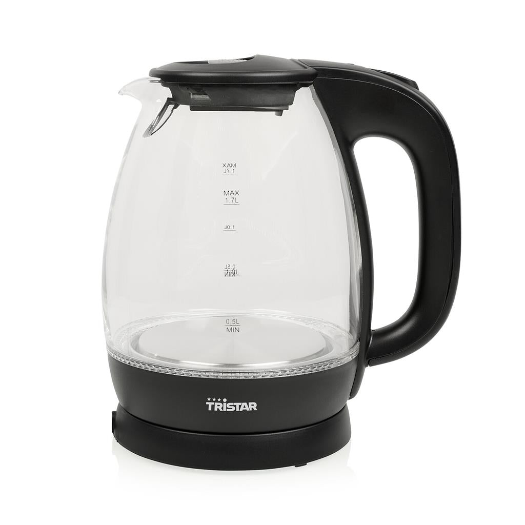 Tristar Wasserkocher WK-3405 – 1,7 l, Glas, 2200 W, Schwarz, 360°-Sockel