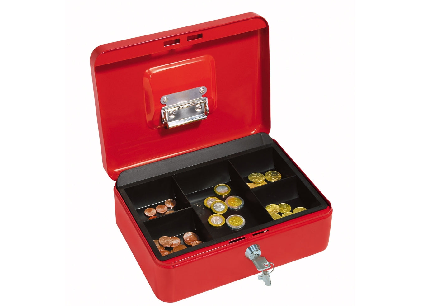 Wedo Geldkassette – mit Schlüssel – 25 × 18 × 9 cm – Rot – Stahl