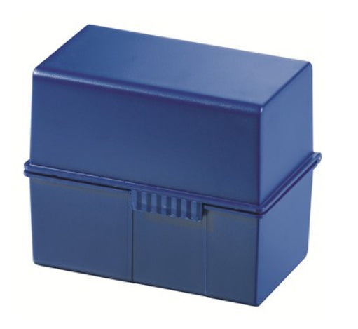 HAN Karteikasten 976-14 – für A6 – mit Deckel, für 400 Karten, Polystyrol (PS), blau, 95 × 128 × 165 mm