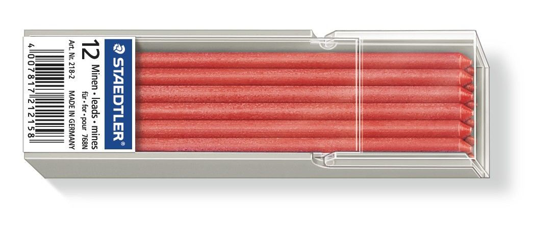 Staedtler Minen Lumocolor omnichrom 218 für Lumocolor omnichrom 768 – rot, 3 mm, 12 Stk.