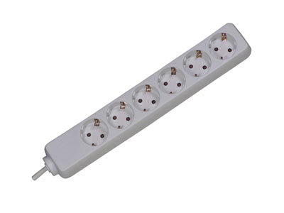 Bachmann Steckdosenleiste – 6× Schuko (Typ E/F), 3 m, ohne Schalter, weiss