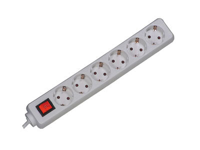 Bachmann Steckdosenleiste, 6×T13, mit 2-poligem beleuchtetem Schalter, 3 m, Kinderschutz – weiss