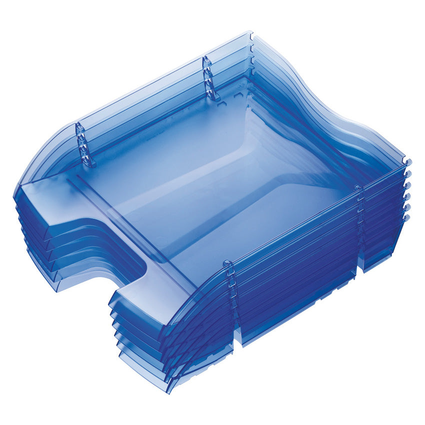 Helit Briefkorb – mit Beschriftungsfeld, glänzend, blau transparent, B 275 × H 66 × T 355 mm
