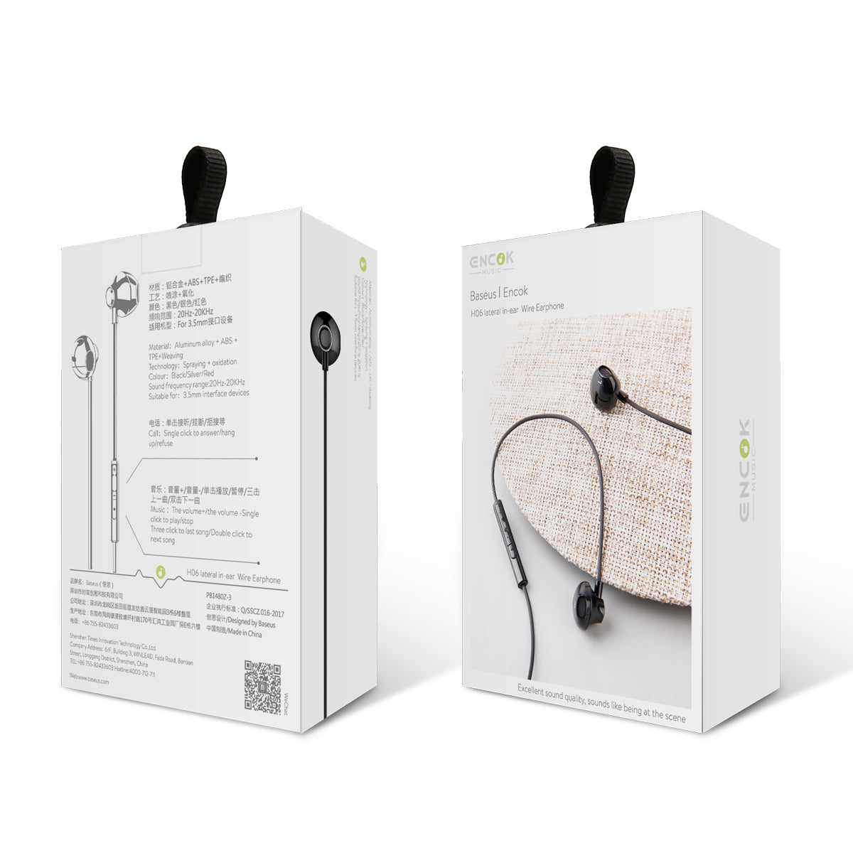 Baseus Encok H06 – In-Ear Headset – 3,5 mm Klinke, 1,2 m Kabel – Schwarz