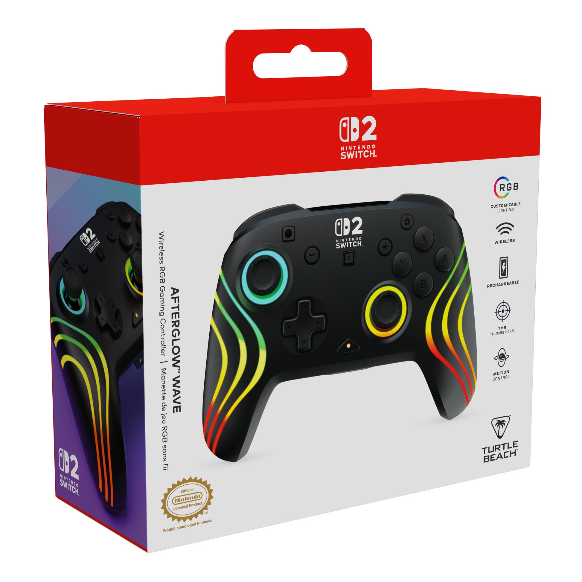 Turtle Beach Afterglow Wave – Gamepad – USB + Bluetooth, RGB, 20-h Akkulaufzeit, für Nintendo Switch, Schwarz