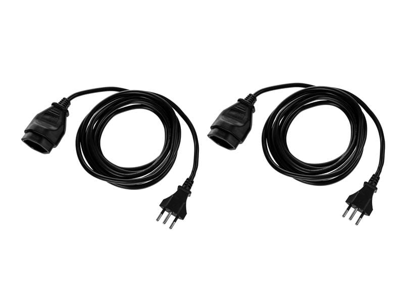FURBER.power Verlängerungskabel – T12–T13, 3 m, 3×1 mm², schwarz, mit Kinderschutz, 2er-Set