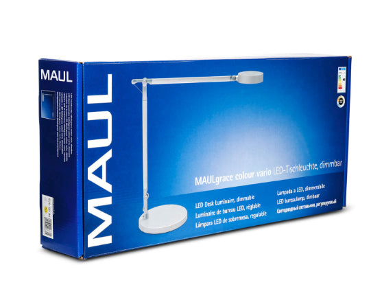 MAULgrace Tischleuchte – 3000–6500 K, dimmbar, Touchfeld, 300 lm, silber