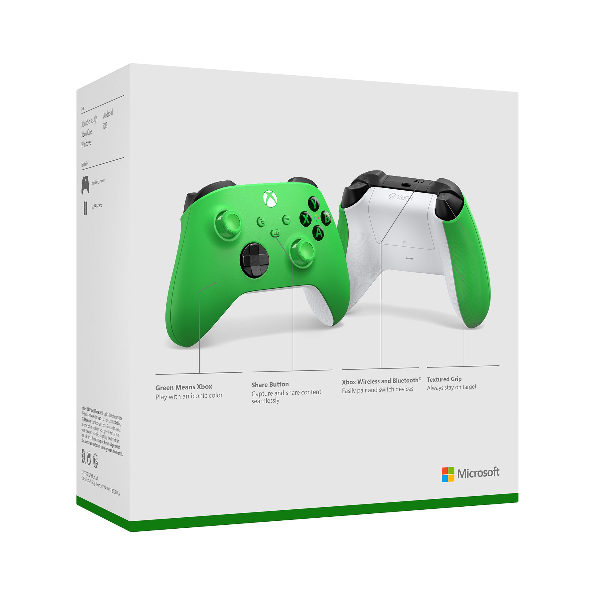 Microsoft Xbox Wireless – Gamepad – USB + Bluetooth, Vibration, Kopfhöreranschluss, für Xbox & PC, Grün