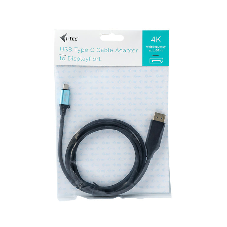 i-tec USB-C (Stecker) auf DisplayPort (Stecker) Adapter, DP 1.2, 4K@60 Hz, 1,5 m, für Thunderbolt 3