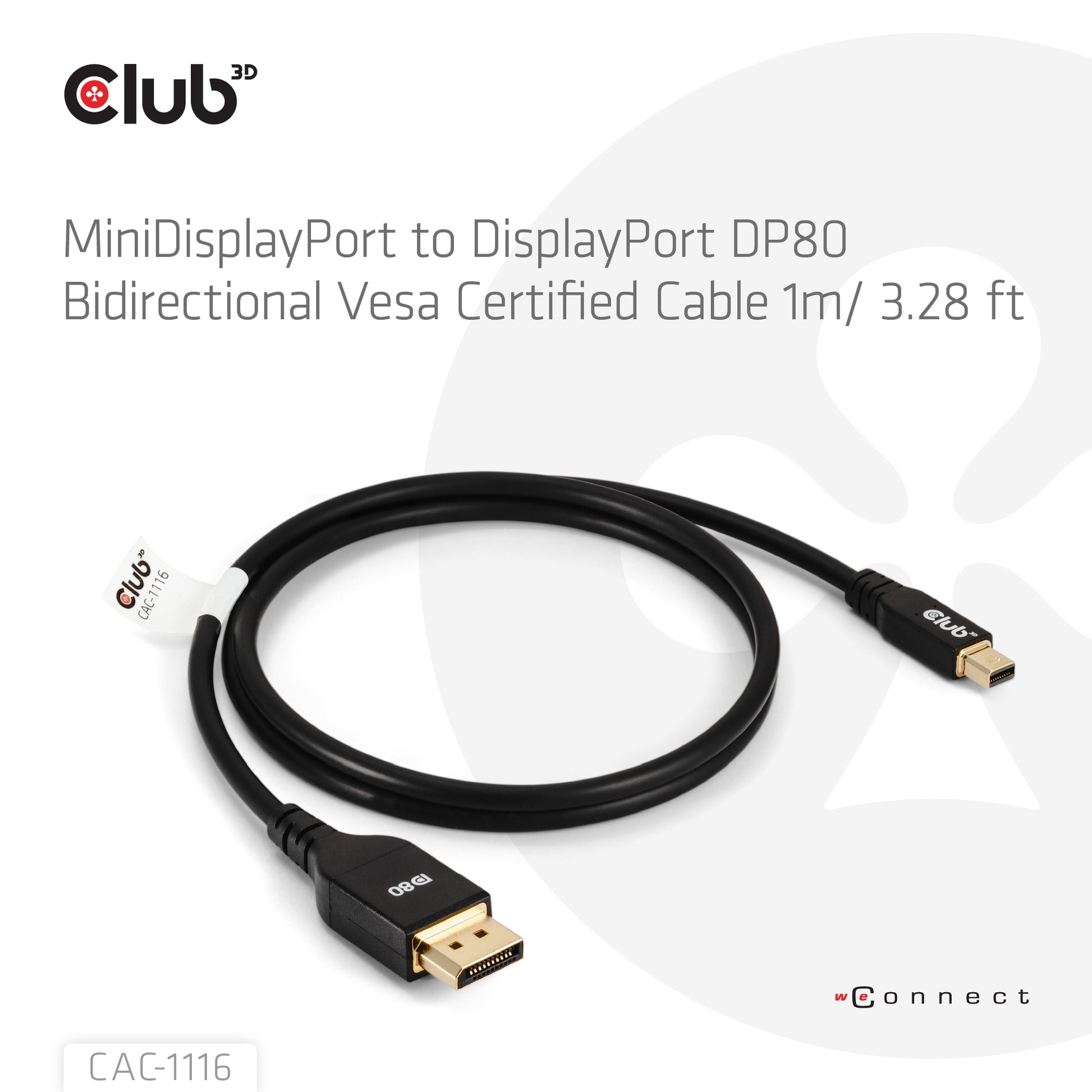 CLUB3D Club 3D Mini DisplayPort auf DisplayPort Kabel DP 2.1 8K 60 Hz – 1 m