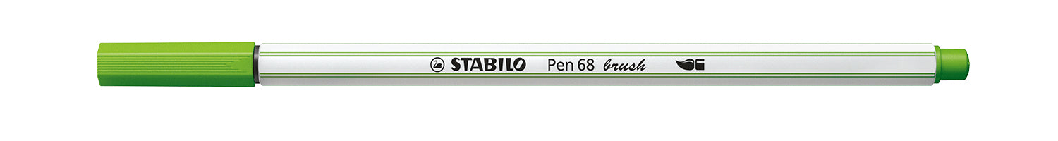 STABILO Pen 68 Brush Filzstift – Pinselspitze, 1 mm, wasservermalbar, Laubgrün