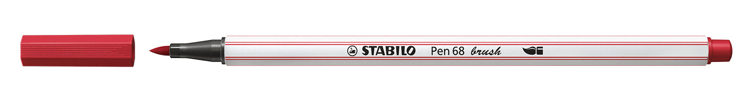 STABILO Pen 68 Brush Filzstift – Pinselspitze, wasserbasiert, Dunkelrot