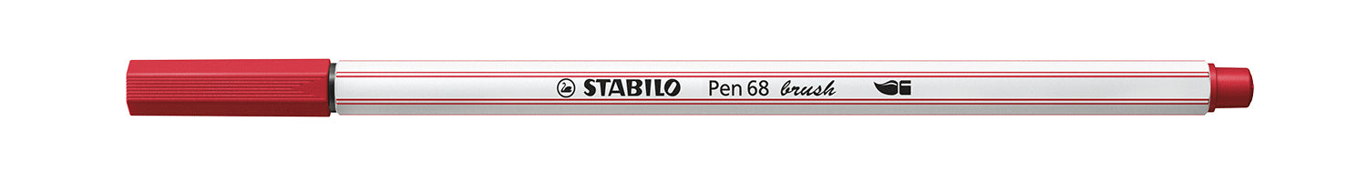STABILO Pen 68 Brush Filzstift – Pinselspitze, wasserbasiert, Dunkelrot