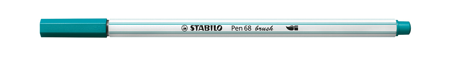 STABILO Pen 68 Brush Filzstift – Pinselspitze, 1 mm, wasservermalbar, türkisblau