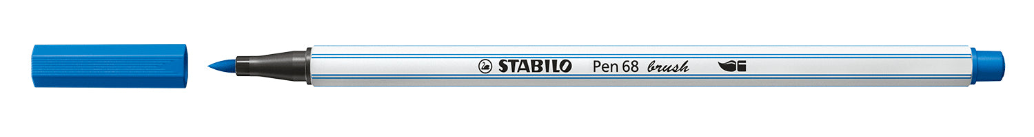 STABILO Pen 68 Brush Filzstift – Pinselspitze, wasserbasiert, Blau
