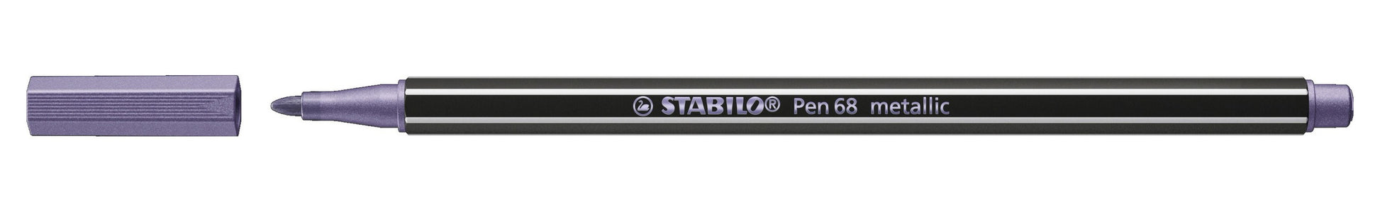 STABILO Pen 68 Filzstift Metallic – Rundspitze, 1,4 mm, wasservermalbar, lila