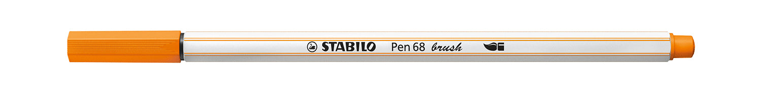 STABILO Pen 68 Brush Filzstift – Pinselspitze, 1 mm, wasservermalbar, Orange