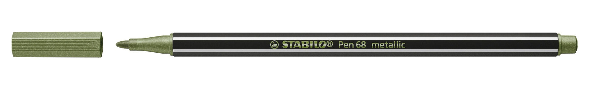 STABILO Pen 68 Filzstift Metallic – Rundspitze, 1,4 mm, wasservermalbar, hellgrün