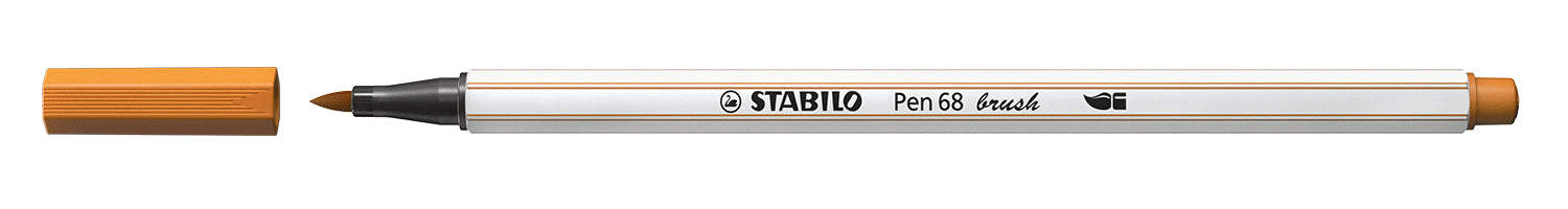 STABILO Pen 68 Brush Filzstift – Pinselspitze, 1 mm, wasservermalbar, Ocker