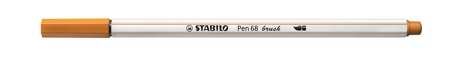STABILO Pen 68 Brush Filzstift – Pinselspitze, 1 mm, wasservermalbar, Ocker
