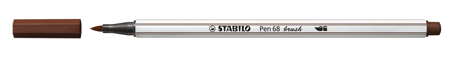 STABILO Pen 68 Brush Filzstift – Pinselspitze, 1 mm, wasservermalbar, Braun