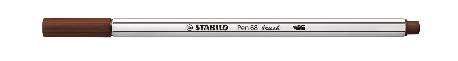 STABILO Pen 68 Brush Filzstift – Pinselspitze, 1 mm, wasservermalbar, Braun